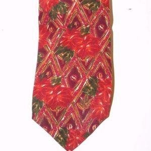 NWT MENS UNGARO SILK RED,GREEN,IVORY FLORAL TIE